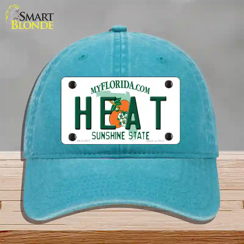 Heat Florida State Novelty License Plate Hat Unconstructed Cotton / Lake Blue