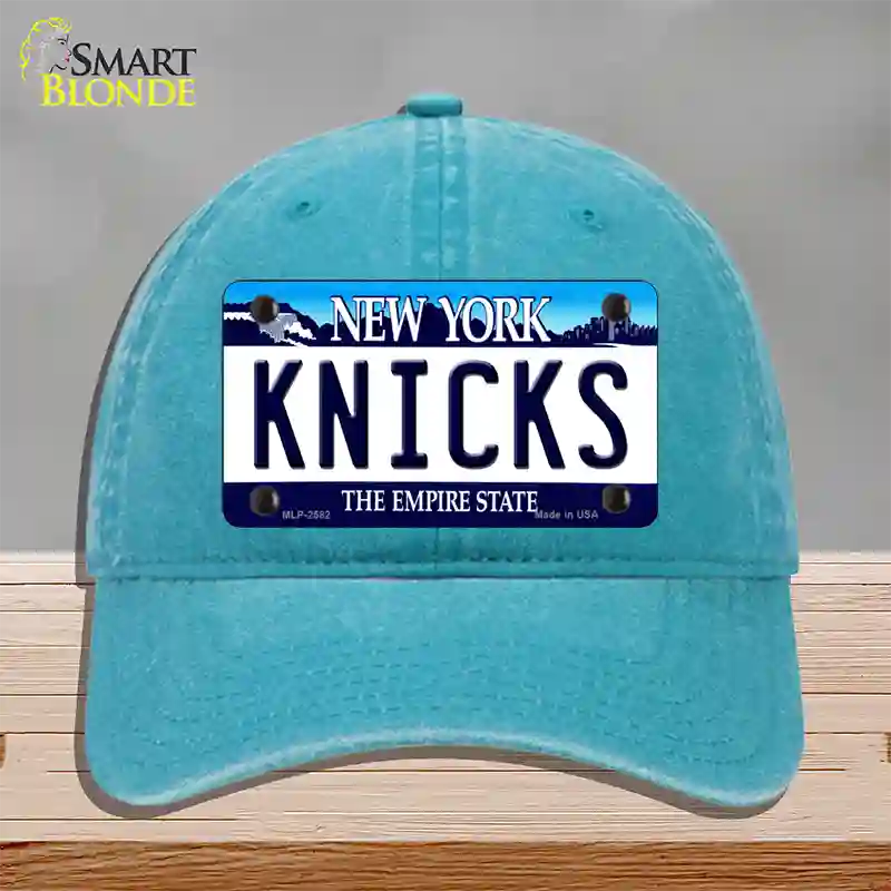 Knicks New York State Novelty License Plate Hat Unconstructed Cotton / Lake Blue