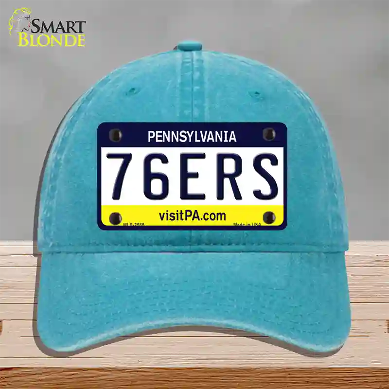 76ers Pennsylvania State Novelty License Plate Hat Unconstructed Cotton / Lake Blue