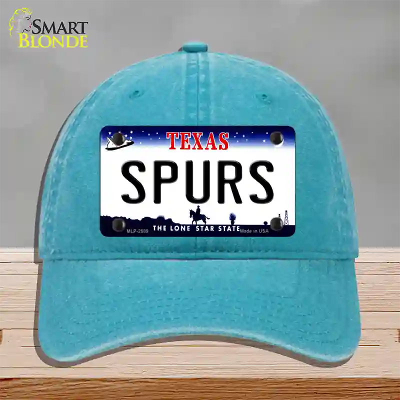 Spurs Texas State Novelty License Plate Hat Unconstructed Cotton / Lake Blue