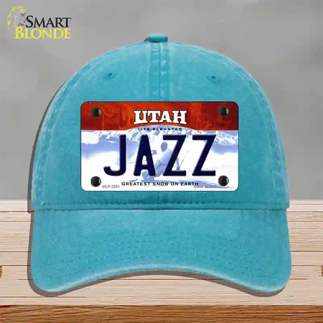 Jazz Utah State Novelty License Plate Hat Unconstructed Cotton / Lake Blue