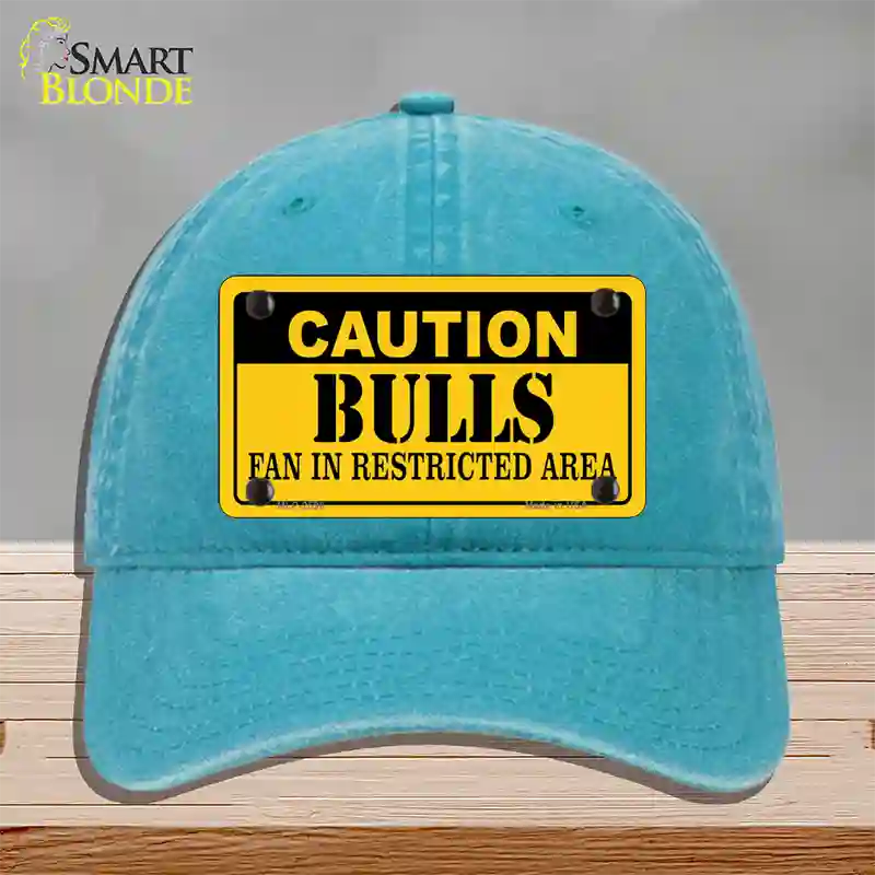 Caution Bulls Fan Novelty License Plate Hat Unconstructed Cotton / Lake Blue