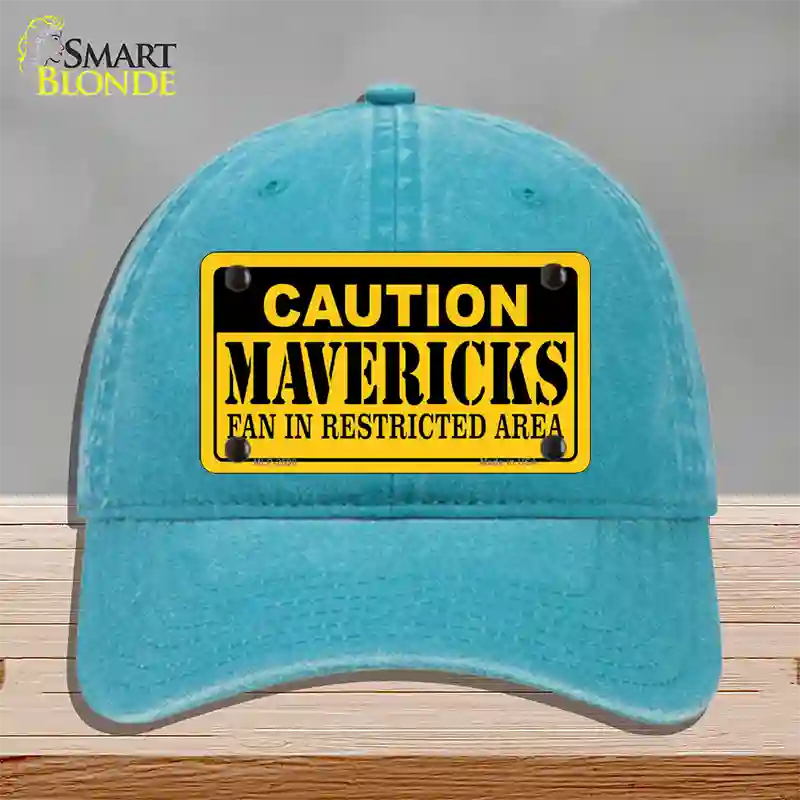 Caution Mavericks Fan Novelty License Plate Hat Unconstructed Cotton / Lake Blue