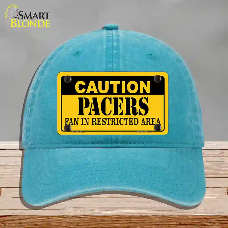 Caution Pacers Novelty License Plate Hat Unconstructed Cotton / Lake Blue