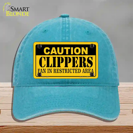 Caution Clippers Fan Novelty License Plate Hat Unconstructed Cotton / Lake Blue