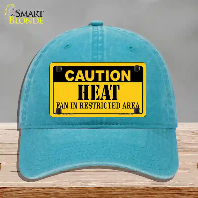 Caution Heat Fan Novelty License Plate Hat Unconstructed Cotton / Lake Blue