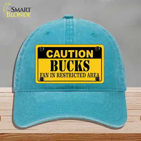 Caution Bucks Fan Novelty License Plate Hat Unconstructed Cotton / Lake Blue