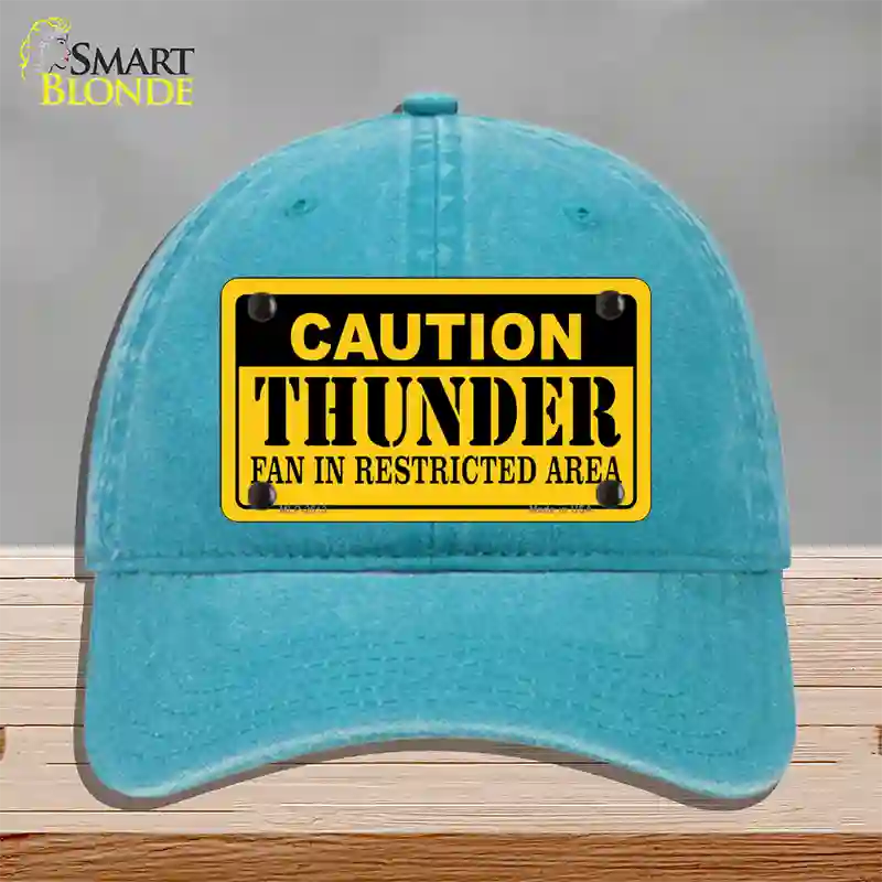 Caution Thunder Fan Novelty License Plate Hat Unconstructed Cotton / Lake Blue