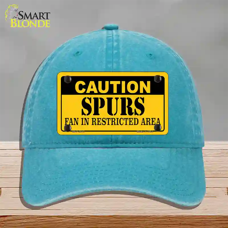 Caution Spurs Fan Novelty License Plate Hat Unconstructed Cotton / Lake Blue