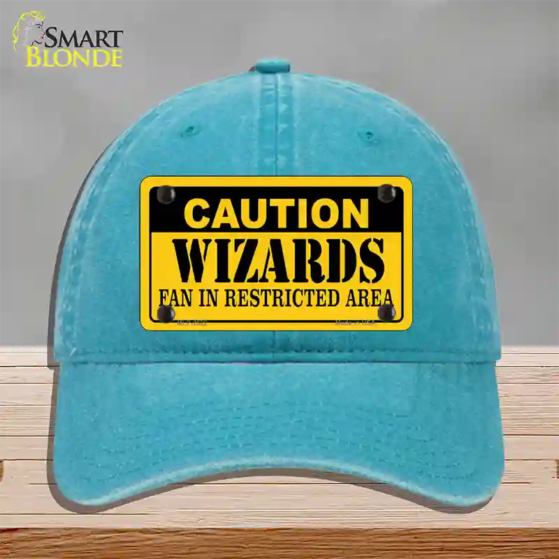 Caution Wizards Fan Novelty License Plate Hat Unconstructed Cotton / Lake Blue