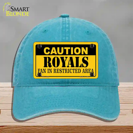 Caution Royals Fan Novelty License Plate Hat Unconstructed Cotton / Lake Blue