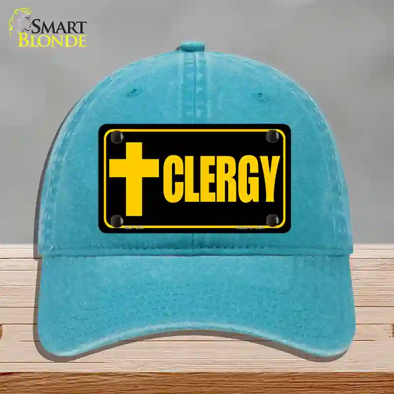 Clergy Vanity Novelty License Plate Hat Unconstructed Cotton / Lake Blue