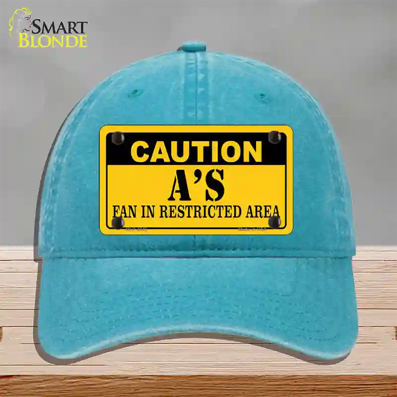 Caution As Fan Novelty License Plate Hat Unconstructed Cotton / Lake Blue