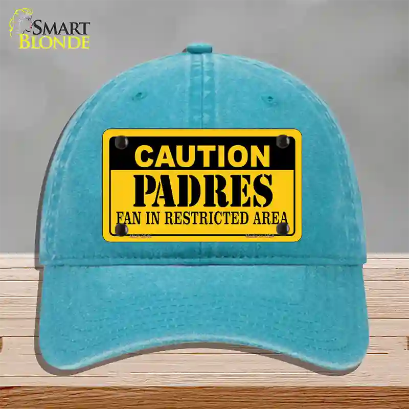 Caution Padres Fan Novelty License Plate Hat Unconstructed Cotton / Lake Blue