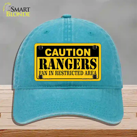 Caution Rangers Fan Novelty License Plate Hat Unconstructed Cotton / Lake Blue