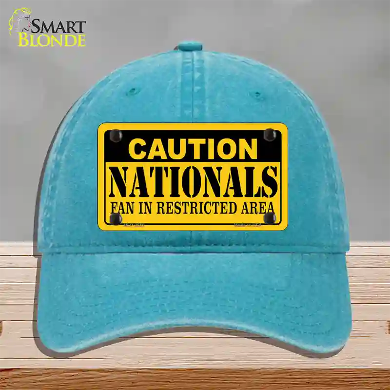 Caution Nationals Fan Novelty License Plate Hat Unconstructed Cotton / Lake Blue