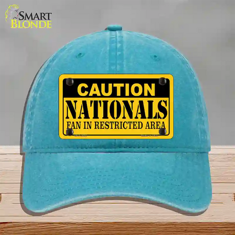 Caution Nationals Fan Novelty License Plate Hat Unconstructed Cotton / Lake Blue