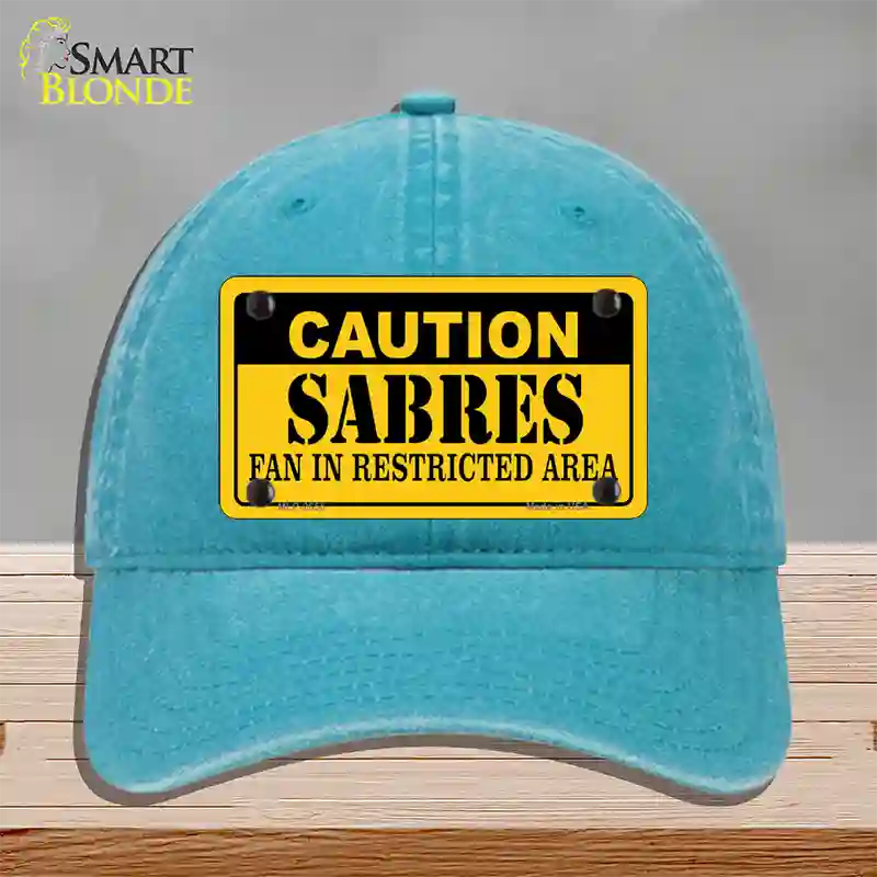 Caution Sabres Novelty License Plate Hat Unconstructed Cotton / Lake Blue