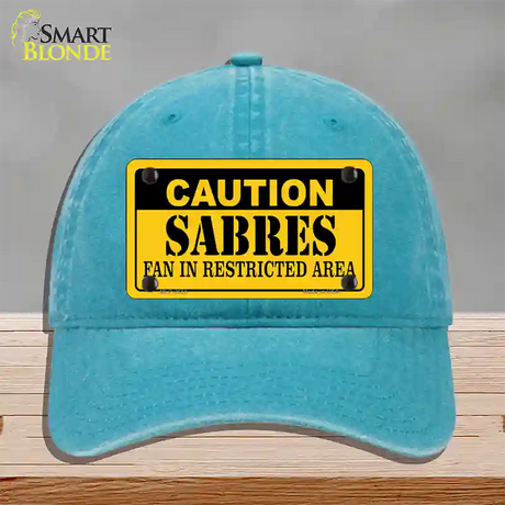 Caution Sabres Novelty License Plate Hat Unconstructed Cotton / Lake Blue