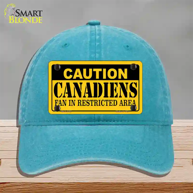 Caution Canadiens Novelty License Plate Hat Unconstructed Cotton / Lake Blue