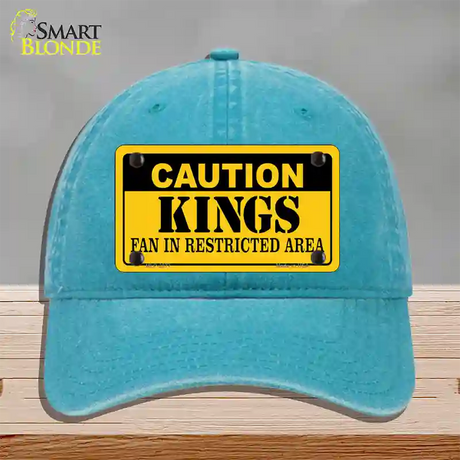 Caution Kings Novelty License Plate Hat Unconstructed Cotton / Lake Blue