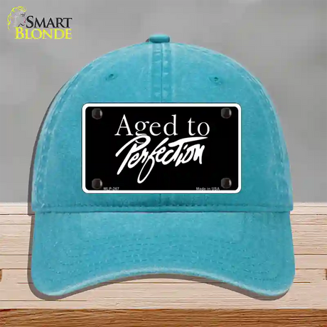 Aged To Perfection Novelty License Plate Hat Unconstructed Cotton / Lake Blue