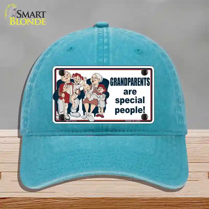 Grandparents Are Special People Novelty License Plate Hat Unconstructed Cotton / Lake Blue