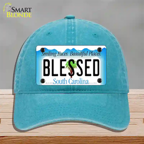 Blessed South Carolina Blue Novelty License Plate Hat Unconstructed Cotton / Lake Blue