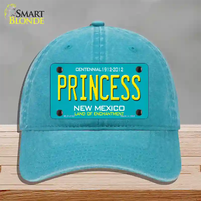 Princess New Mexico Teal Novelty License Plate Hat Unconstructed Cotton / Lake Blue