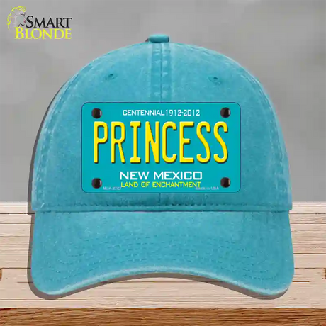 Princess New Mexico Teal Novelty License Plate Hat Unconstructed Cotton / Lake Blue