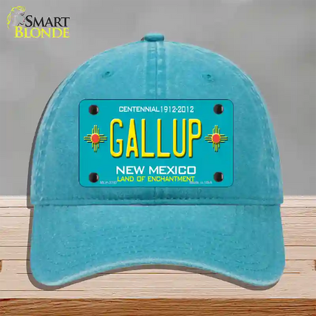 Gallup New Mexico Teal Novelty License Plate Hat Unconstructed Cotton / Lake Blue