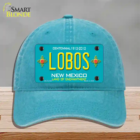 Lobos New Mexico Teal Novelty License Plate Hat Unconstructed Cotton / Lake Blue