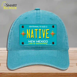 Native New Mexico Teal Novelty License Plate Hat Unconstructed Cotton / Lake Blue