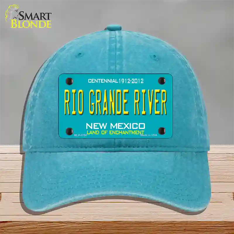 Rio Grande River New Mexico Teal Novelty License Plate Hat Unconstructed Cotton / Lake Blue