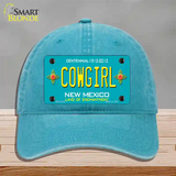 Cowgirl New Mexico Teal Novelty License Plate Hat Unconstructed Cotton / Lake Blue