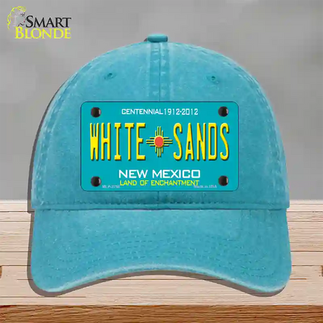 White Sands New Mexico Teal Novelty License Plate Hat Unconstructed Cotton / Lake Blue