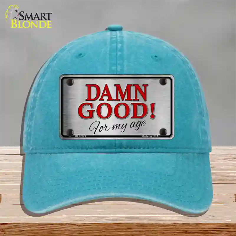 Damn Good Novelty License Plate Hat Unconstructed Cotton / Lake Blue