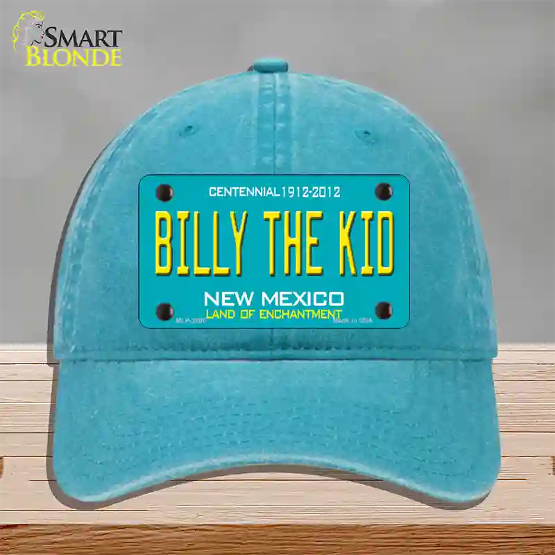 Billy The Kid New Mexico Teal Novelty License Plate Hat Unconstructed Cotton / Lake Blue