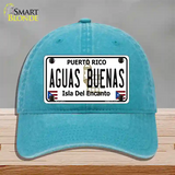 Aguas Buenas Puerto Rico Novelty License Plate Hat Unconstructed Cotton / Lake Blue