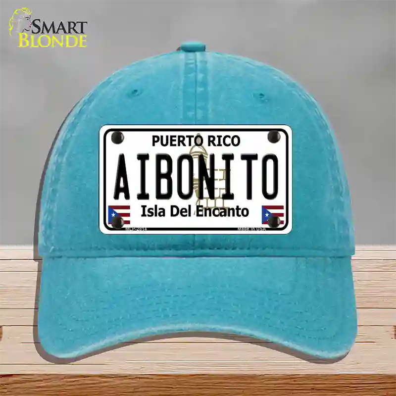 Aibonito Puerto Rico Novelty License Plate Hat Unconstructed Cotton / Lake Blue