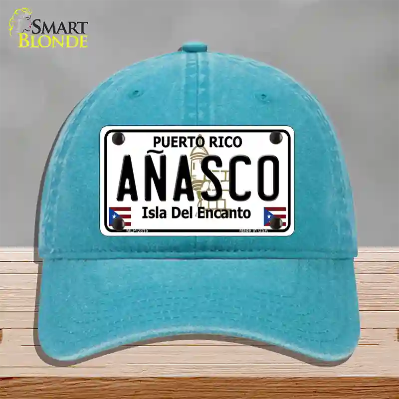 Anasco Puerto Rico Novelty License Plate Hat Unconstructed Cotton / Lake Blue