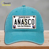 Anasco Puerto Rico Novelty License Plate Hat Unconstructed Cotton / Lake Blue