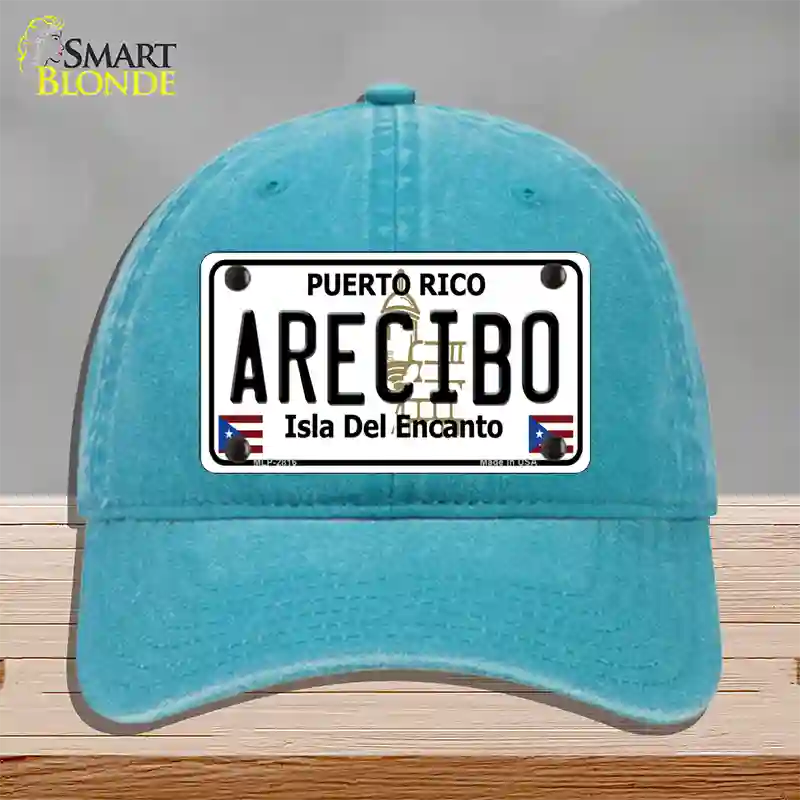 Arecibo Puerto Rico Novelty License Plate Hat Unconstructed Cotton / Lake Blue