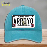 Arroyo Puerto Rico Novelty License Plate Hat Unconstructed Cotton / Lake Blue