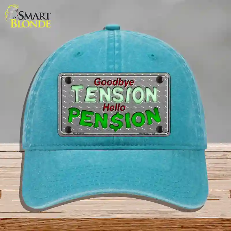 Tension Pension Novelty License Plate Hat Unconstructed Cotton / Lake Blue