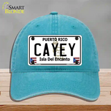 Cayey Puerto Rico Novelty License Plate Hat Unconstructed Cotton / Lake Blue