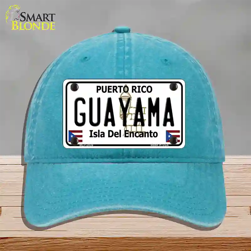 Guayama Puerto Rico Novelty License Plate Hat Unconstructed Cotton / Lake Blue