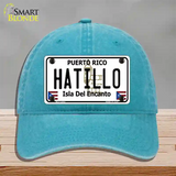 Hatillo Puerto Rico Novelty License Plate Hat Unconstructed Cotton / Lake Blue