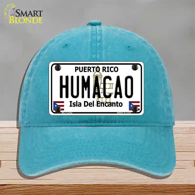 Humacao Puerto Rico Novelty License Plate Hat Unconstructed Cotton / Lake Blue