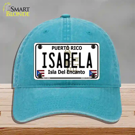 Isabela Puerto Rico Novelty License Plate Hat Unconstructed Cotton / Lake Blue